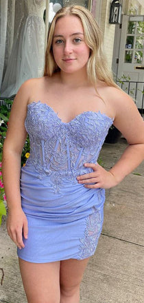 Charming Lilac Sweetheart Sleeveless Lace Popular Short Homecoming Prom Dress, CPH165