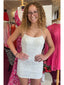 Elegant White Spaghetti Straps Sleeveless Lace Popular Short Homecoming Prom Dress, CPH166