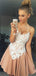 Charming Spaghetti Straps V Neck Sleeveless Applique Lace Popular Short Homecoming Prom Dress, CPH25