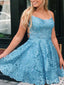 Elegant Spaghetti Straps Sleeveless Lace Applique Popular Short Homecoming Prom Dress, CPH20