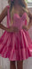 Elegant Pink Spaghetti Straps Sweetheart Sleeveless Popular Short Homecoming Prom Dress, CPH37