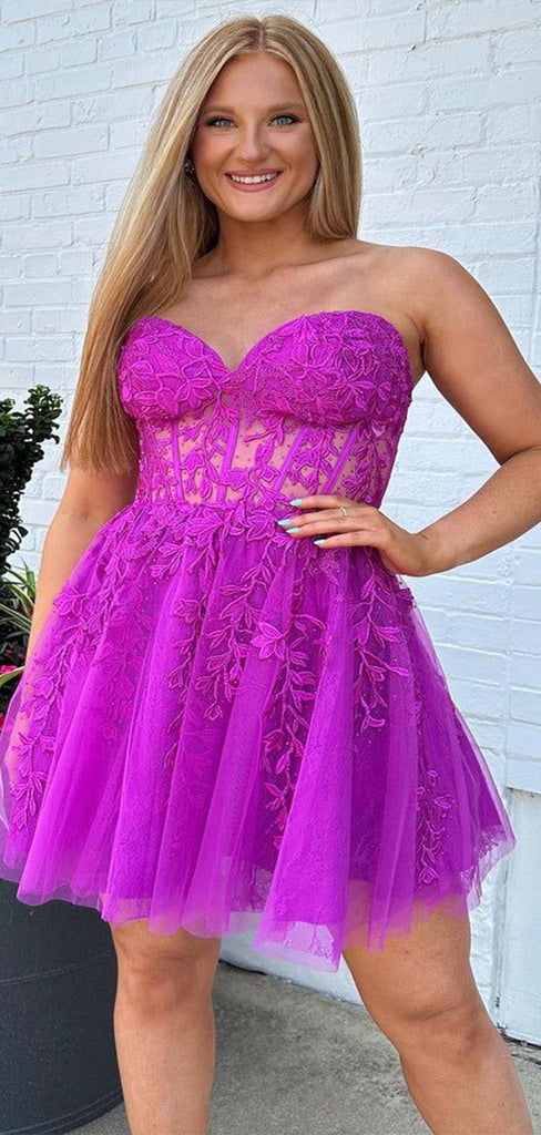 Elegant Sweetheart Sleeveless Applique Popular Short Homecoming Prom Dress, CPH40