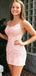 Gorgeous Pink Mermaid Spaghetti Straps Sleeveless Lace Up Applique Popular Short Homecoming Prom Dress, CPH30