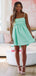 Elegant Green Spaghetti Straps Square Sleeveless Popular Short Homecoming Prom Dress, CPH49