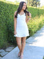 Unique White Mermaid Straps Sleeveless Popular Short Homecoming Prom Dress, CPH51