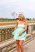 Simple Mint Green Spaghetti Straps Square Sleeveless Popular Short Homecoming Prom Dress, CPH56