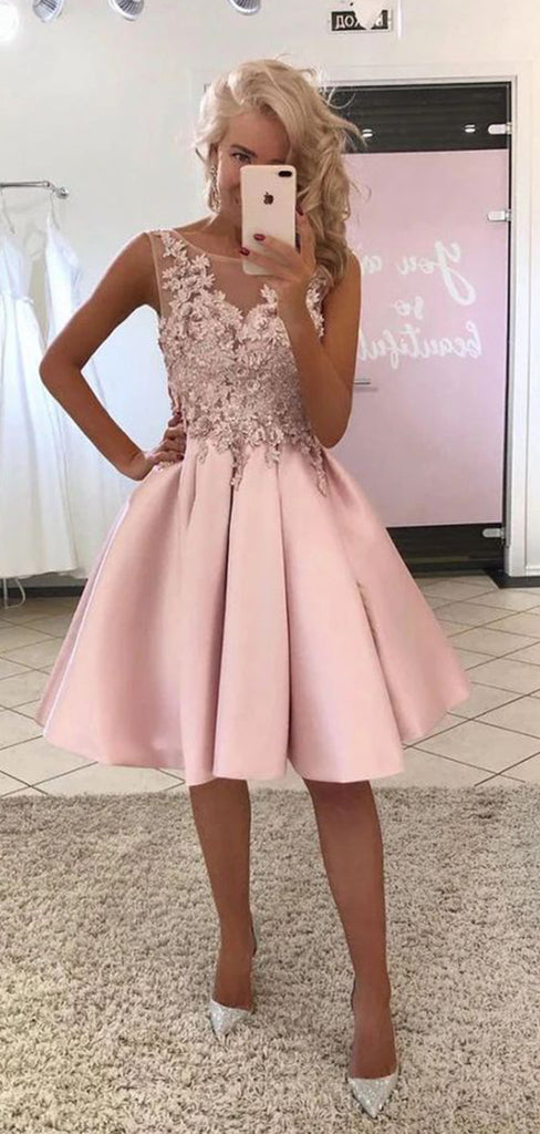 Gorgeous Straps Sleeveless Lace Popular Short Homecoming Prom Dress, CPH58