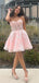 Charming Pink Sweetheart Sleeveless Lace Popular Short Homecoming Prom Dress, CPH59