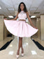 Two Pieces Pink Halter Sleeveless Lace Popular Short Homecoming Prom Dress, CPH63