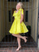 Gorgeous Yellow Straps Square Sleeveless Popular Short Homecoming Prom Dress, CPH76