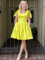 Gorgeous Yellow Straps Square Sleeveless Popular Short Homecoming Prom Dress, CPH76