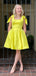 Gorgeous Yellow Straps Square Sleeveless Popular Short Homecoming Prom Dress, CPH76