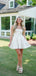 Simple White Strapless Sleeveless Popular Short Homecoming Prom Dress, CPH78