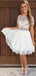 Two Pieces Short Sleeve Lace Beads Short Homecoming Prom Dress, CPH09