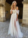 Sexy A-Line Sweetheart Off Shoulder High Slit Lace Applique Bridal Long Wedding Dresses, CPD002