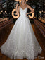 Shiny V Neck Spaghetti Straps Sequin Popular Long Bridal Dress, Wedding Dresses, CPD078