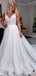 Gorgeous V Neck Spaghetti Straps Sleeveless Sequin Popular Long Bridal Dress, Wedding Dresses, CPD080