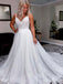 Gorgeous V Neck Spaghetti Straps Sleeveless Sequin Popular Long Bridal Dress, Wedding Dresses, CPD080