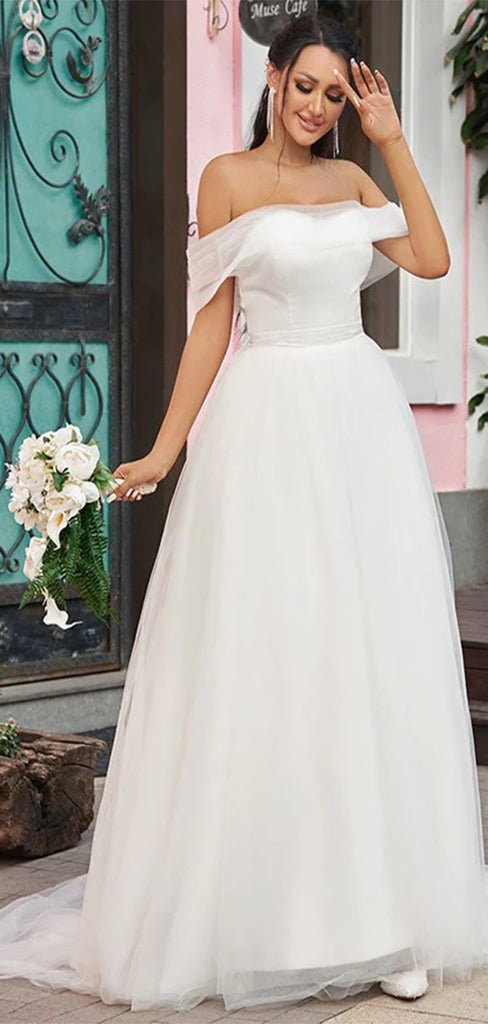 Romantic Sweetheart Off Shoulder With Trailing Popular Long Bridal Dress, Wedding Dresses, CPD082