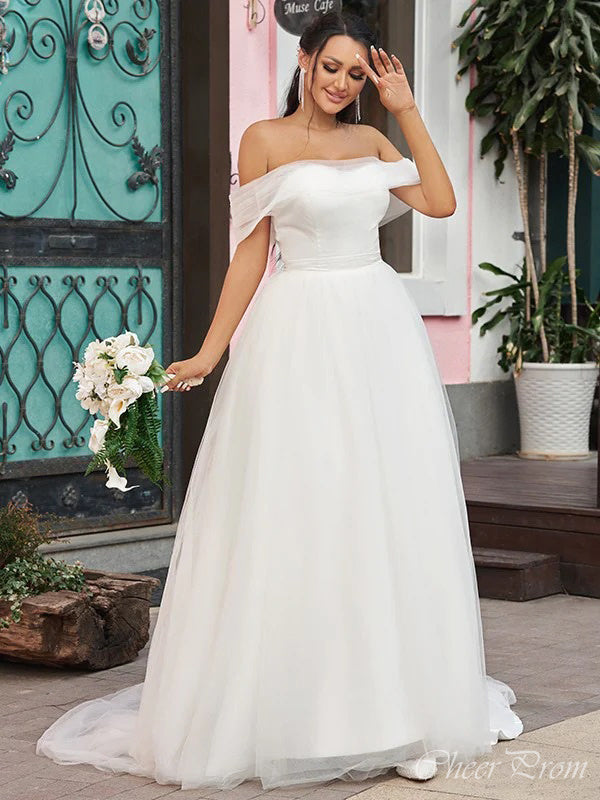 Romantic Sweetheart Off Shoulder With Trailing Popular Long Bridal Dress, Wedding Dresses, CPD082