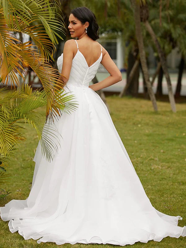 Gorgeous Spaghetti Straps V Neck Popular Long Bridal Dress, Wedding Dresses, CPD084