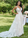 Gorgeous Spaghetti Straps V Neck With Trailing Lace Popular Long Bridal Dress, Wedding Dresses, CPD087