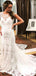 Sexy Mermaid Cap Shoulder Illusion Lace Popular Long Bridal Dress, Wedding Dresses, CPD089