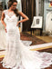 Sexy Mermaid Cap Shoulder Illusion Lace Popular Long Bridal Dress, Wedding Dresses, CPD089