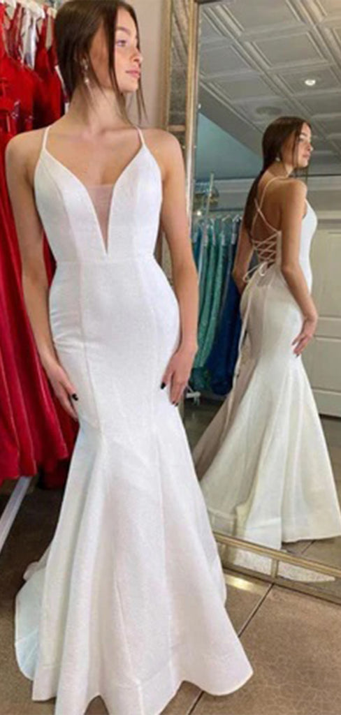 Sexy Spaghetti Straps V Neck Sleeveless Lace Up Popular Long Bridal Dress, Wedding Dresses, CPD181