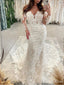 Sexy Mermaid V Neck Full Sleeve With Trailing Lace Popular Long Bridal Dress, Wedding Dresses, CPD090