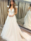 Romantic V Neck With Trailing Lace Popular Long Bridal Dress, Wedding Dresses, CPD091