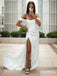 Simple Mermaid Off Shoulder Side Slit With Trailing Popular Long Bridal Dress, Wedding Dresses, CPD098