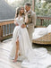 Elegant Sweetheart Off Shoulder Side Slit Popular Long Bridal Dress, Wedding Dresses, CPD099