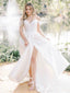 Elegant Sweetheart Off Shoulder Side Slit Popular Long Bridal Dress, Wedding Dresses, CPD099