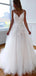 Elegant Spaghetti Straps V Neck Lace Applique Popular Bridal Long Wedding Dresses, CPD012