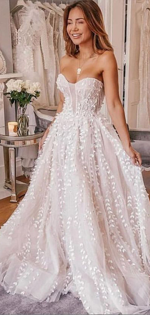 Gorgeous Sweetheart Sleeveless Applique Popular Long Bridal Dress, Wedding Dresses, CPD101