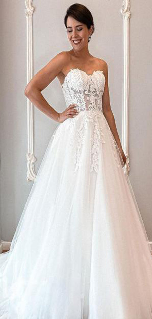 Elegant Sweetheart Sleeveless Applique Popular Long Bridal Dress, Wedding Dresses, CPD103