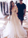 Romantic V Neck Full Sleeve Applique Popular Long Bridal Dress, Wedding Dresses, CPD104