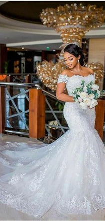 Sexy Mermaid Sweetheart Off Shoulder Sleeveless Lace Popular Long Bridal Dress, Wedding Dresses, CPD110