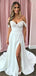 Elegant Sweetheart Off Shoulder Sleeveless Side Slit With Train Lace Popular Long Bridal Dress, Wedding Dresses, CPD117