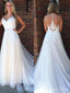 Charming Sweetheart Spaghetti Straps Sleeveless Applique Popular Long Bridal Dress, Wedding Dresses, CPD128