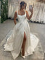 Simple Spaghetti Straps Sleeveless Side Slit Popular Long Bridal Dress, Wedding Dresses, CPD135