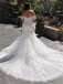 Gorgeous Off Shoulder V Neck Sleeveless With Train Lace Popular Long Bridal Dress, Wedding Dresses, CPD143