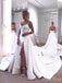 Simple Strapless Sleeveless Side Slit With Train Popular Long Bridal Dress, Wedding Dresses, CPD148