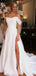 Simple Off Shoulder Sleeveless Side Slit With Train Popular Long Bridal Dress, Wedding Dresses, CPD154