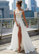 Elegant Off Shoulder V Neck Side Slit Applique Popular Bridal Long Wedding Dresses, CPD021