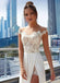 Elegant Off Shoulder V Neck Side Slit Applique Popular Bridal Long Wedding Dresses, CPD021