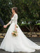 Long Sleeves Organza A-line Wedding Dresses Online, Cheap Simple Bridal Dresses, CPD026