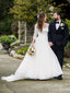 Long Sleeves Organza A-line Wedding Dresses Online, Cheap Simple Bridal Dresses, CPD026