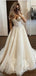 Sexy Champagne Off Shoulder Applique Popular Long Bridal Dress, Wedding Dresses, CPD043